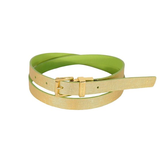 Michael Kors Accessories - MICHAEL KORS Reversible Gold/Green Saffiano Leather Belt Women's XL (35"-39")